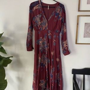Free People Long Sleeved Floral Maxi Button dress